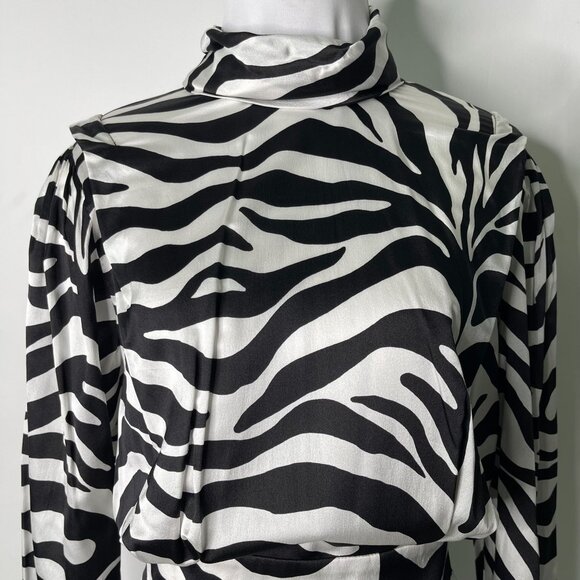 NWT Ronny Kobo Women's Black White Kiara Long Sleeve Midi Dress Size Small - Picture 3 of 15